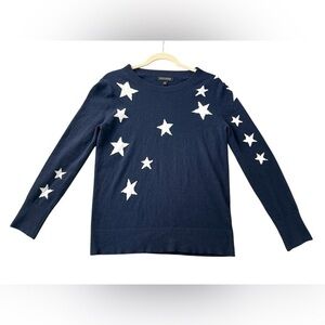 Banana Republic Navy Star Sweater Wool Blend Navy and White Crewneck Sz Medium